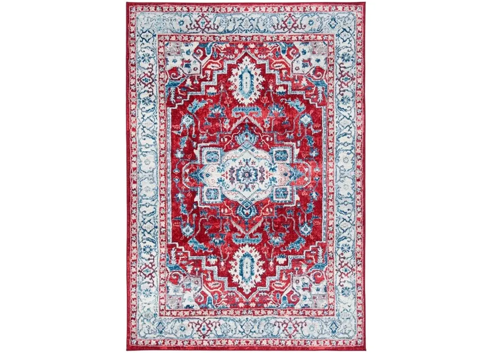 Brentwood 851 Red / Beige 8' X 10' Large Rectangle Powerloomed Rug