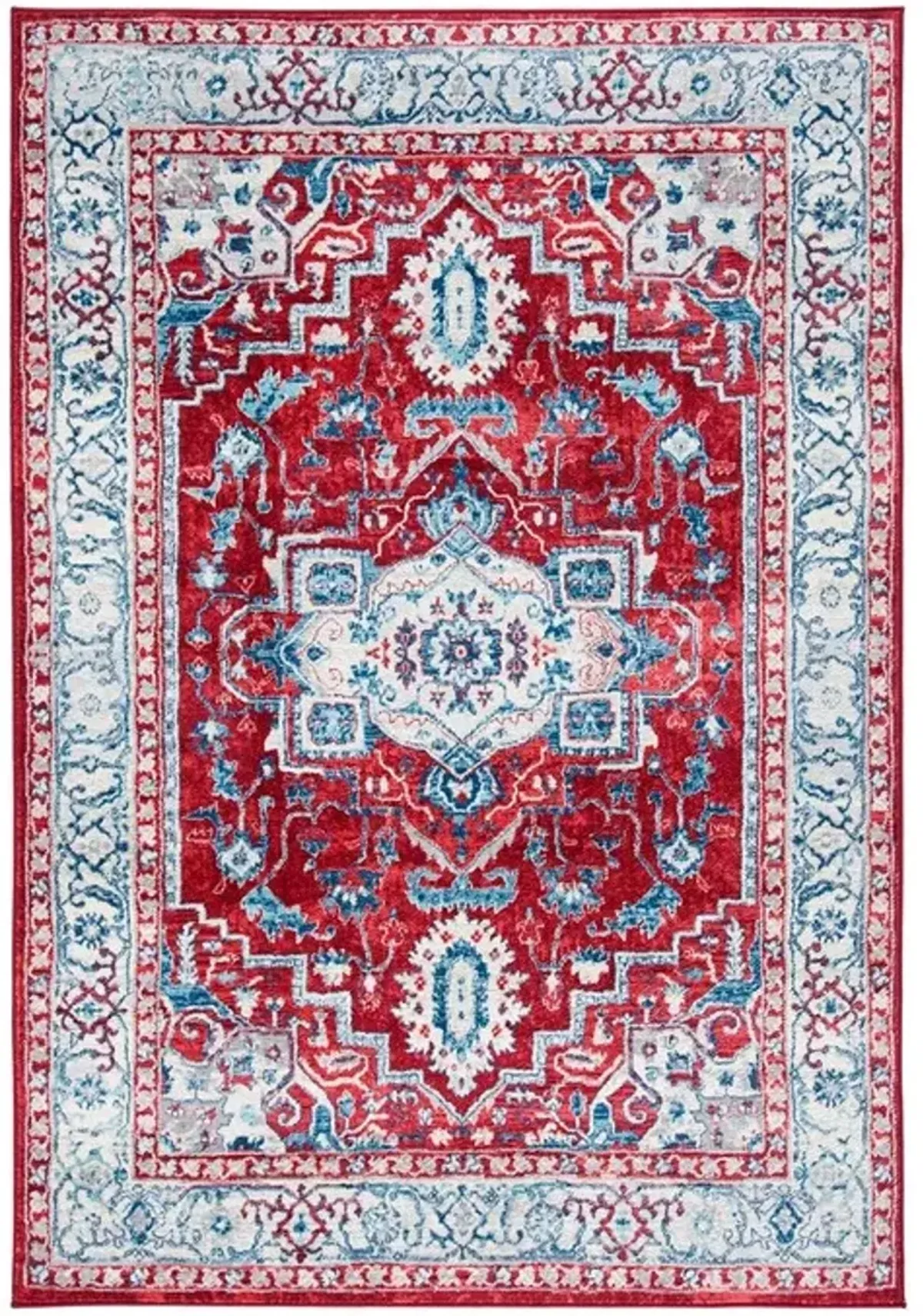 Brentwood 851 Red / Beige 8' X 10' Large Rectangle Powerloomed Rug