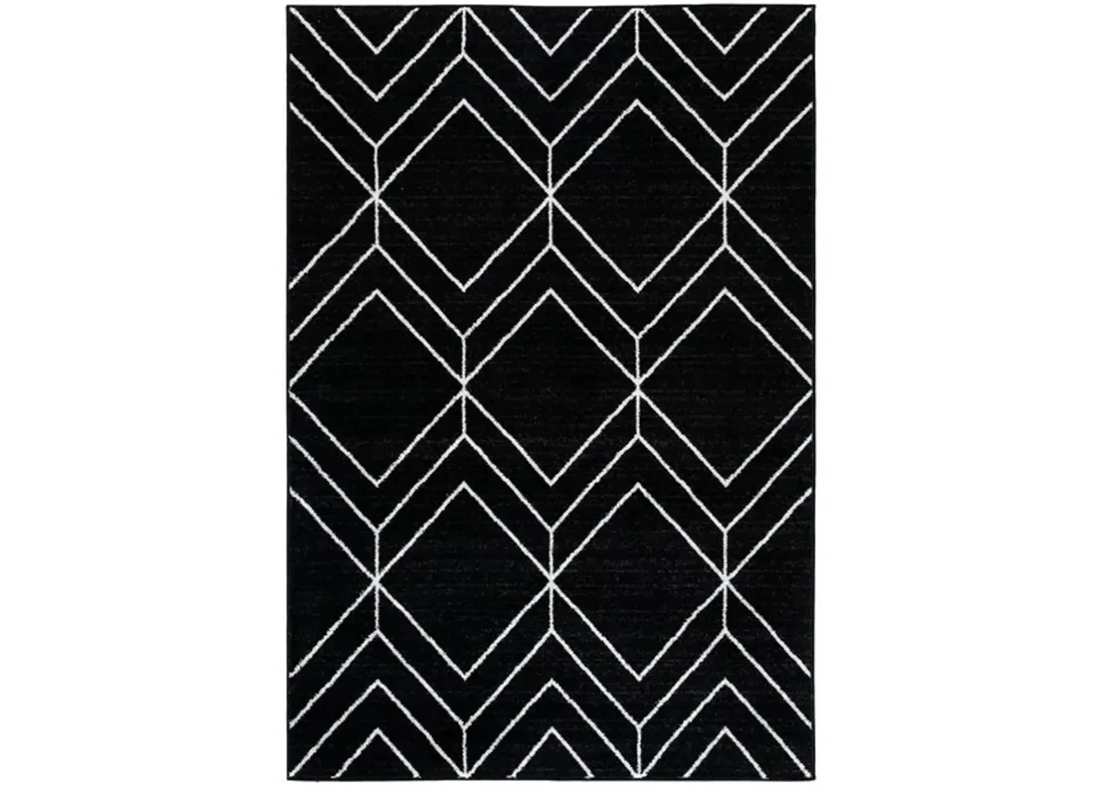 ADIRONDACK Contemporary Black / Ivory 2'-6" X 10' Powerloomed Rug