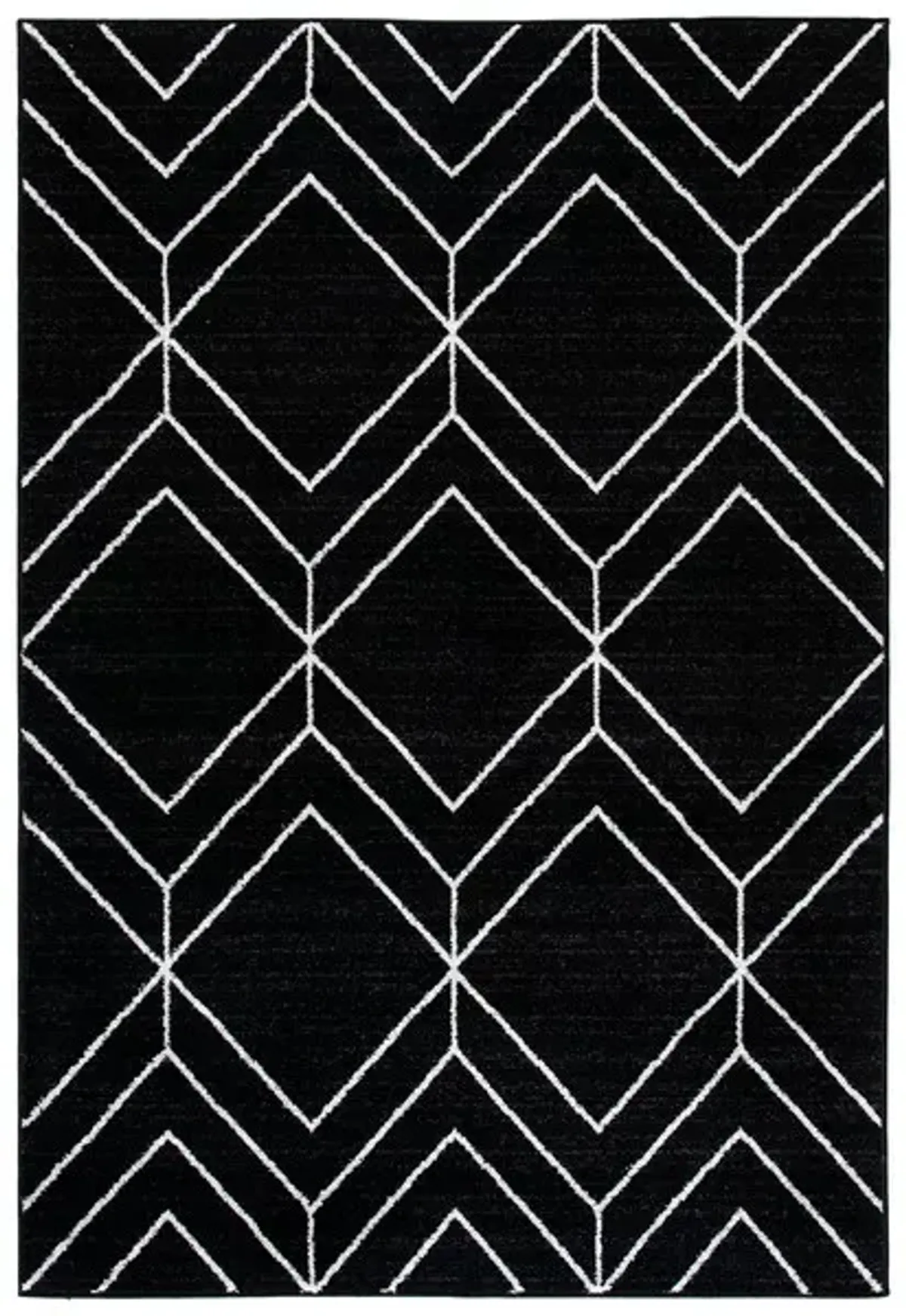 ADIRONDACK Contemporary Black / Ivory 2'-6" X 10' Powerloomed Rug