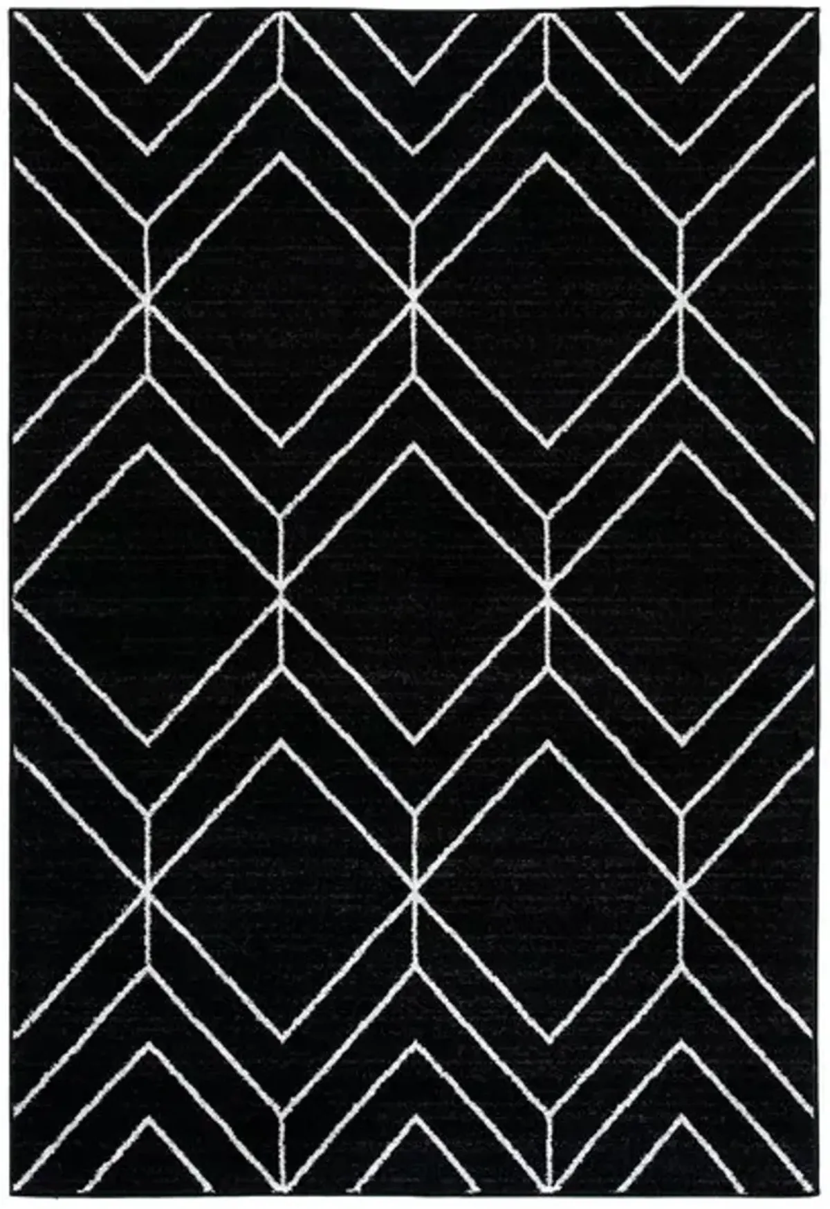 ADIRONDACK Contemporary Black / Ivory 2'-6" X 10' Powerloomed Rug