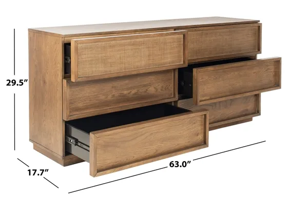 Zeus 6 Drawer Wood Dresser