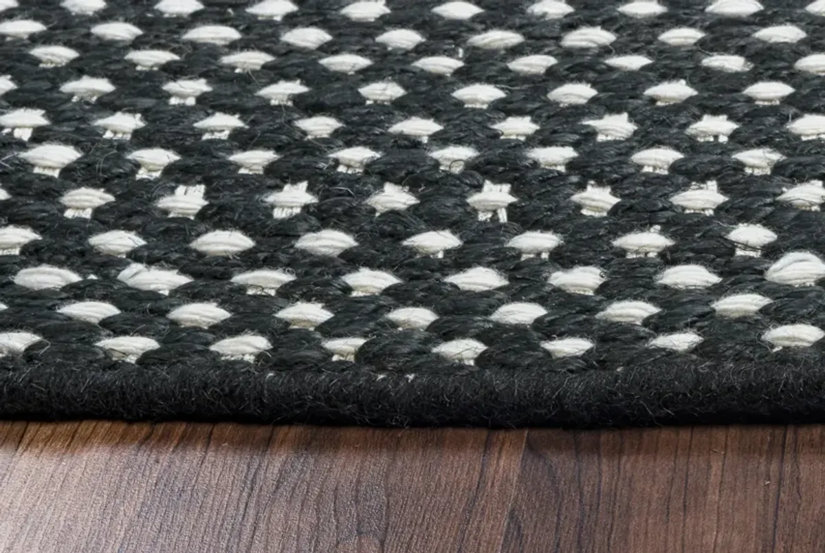 Ellington Black pattern  Jute / Wool  2'6" x 8' Runner Rug