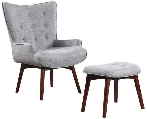 Willow Upholstered Accent Chair with Ottoman Grey and Brown