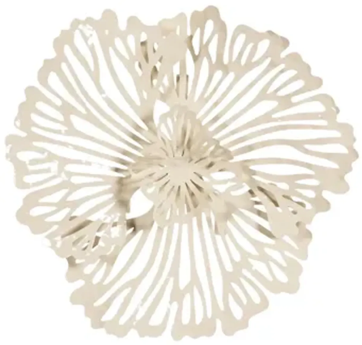 Flower Wall Art, Extra Small, Ivory, Metal