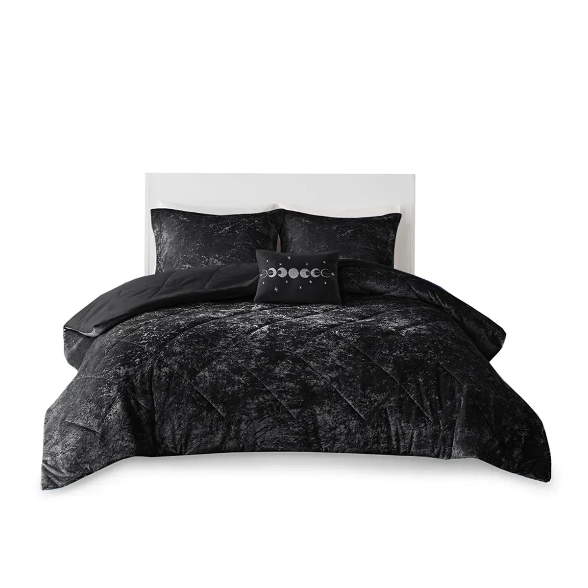 Intelligent Design Felicia Black Velvet Duvet Cover Set