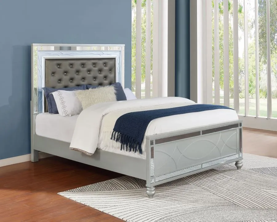 Gunnison Eastern King Panel Bed with LED Lighting Silver Metallic