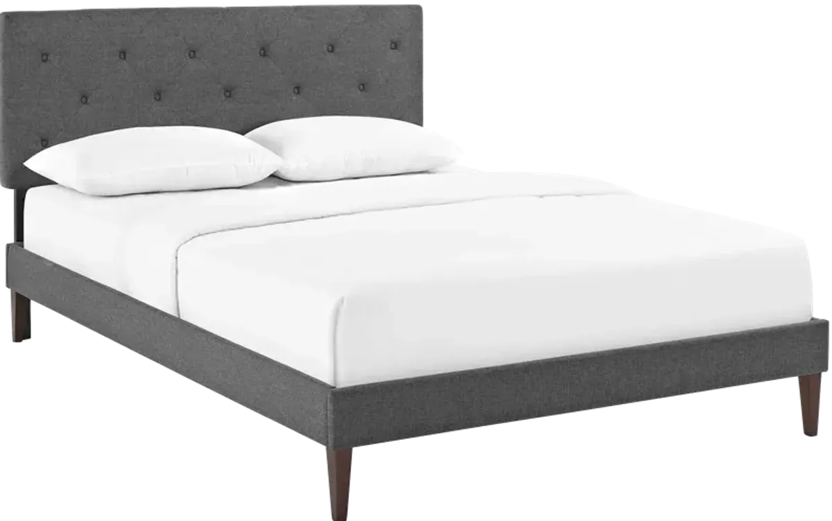 Tarah King Fabric Platform Bed with Squared Tapered Legs