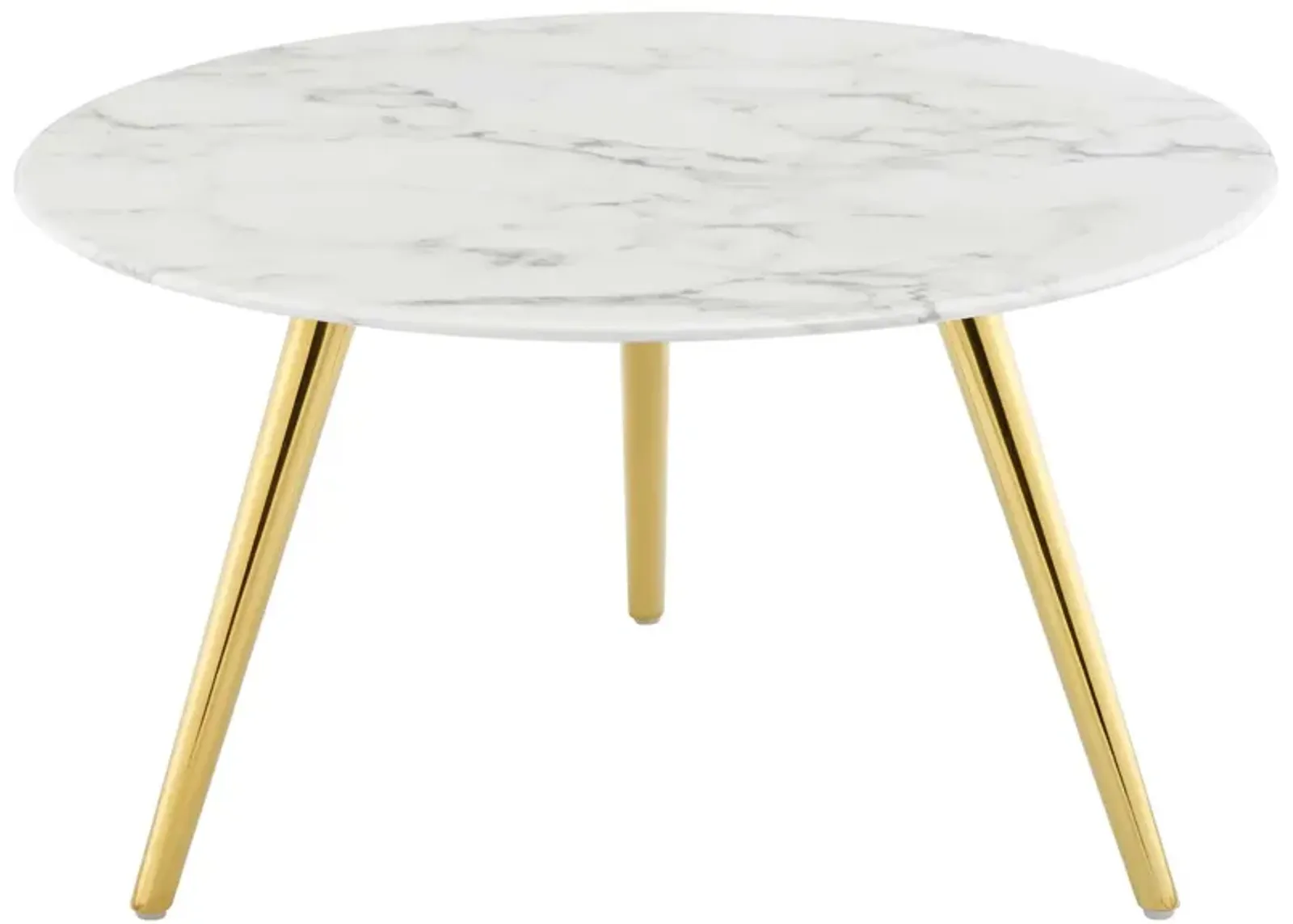 Lippa 28" Round Artificial Marble Coffee Table with Tripod Base