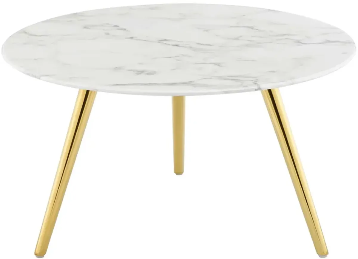 Lippa 28" Round Artificial Marble Coffee Table with Tripod Base