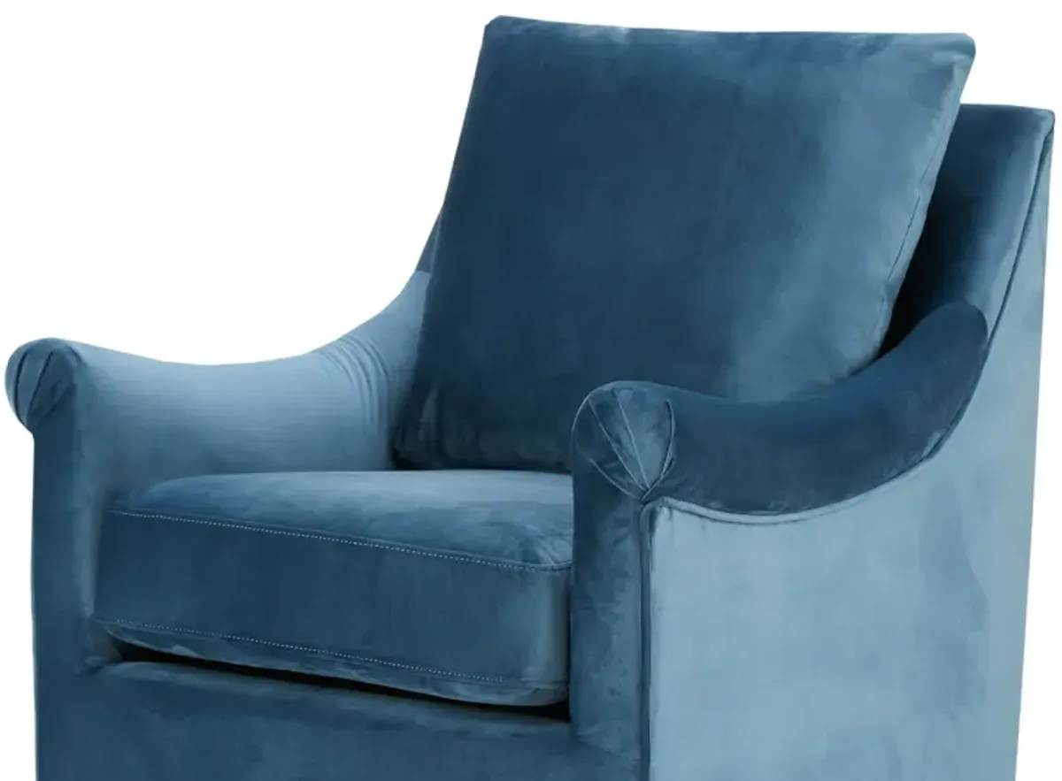 Madison Park Deanna Blue Upholstered Swivel Accent Chair