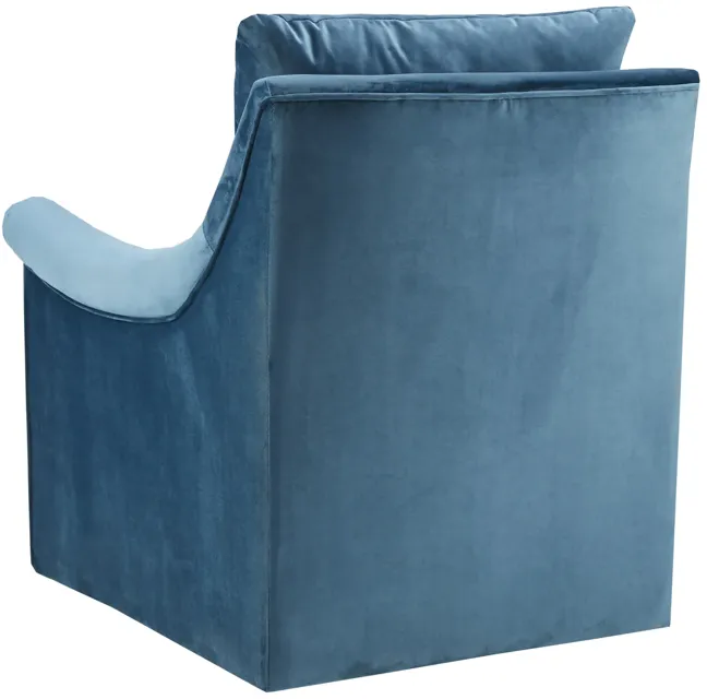 Madison Park Deanna Blue Upholstered Swivel Accent Chair