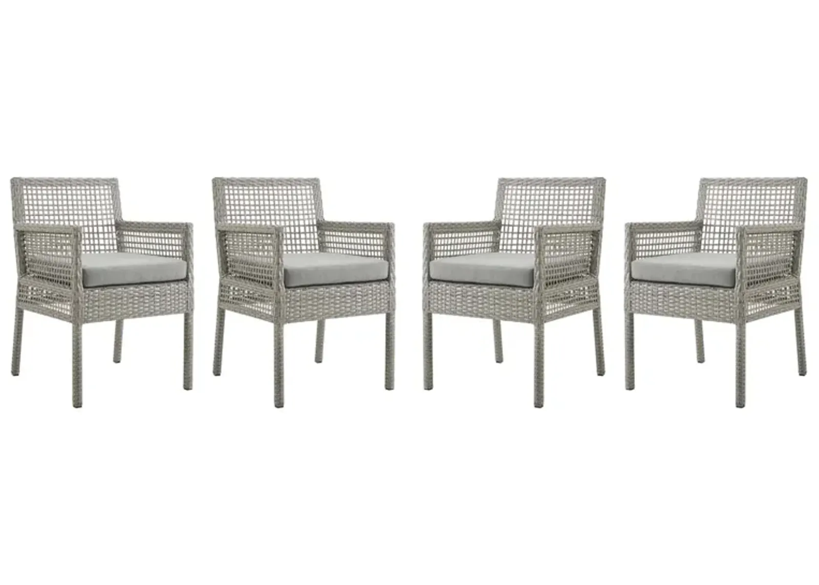 Aura Dining Armchair Outdoor Patio Wicker Rattan Set of 4