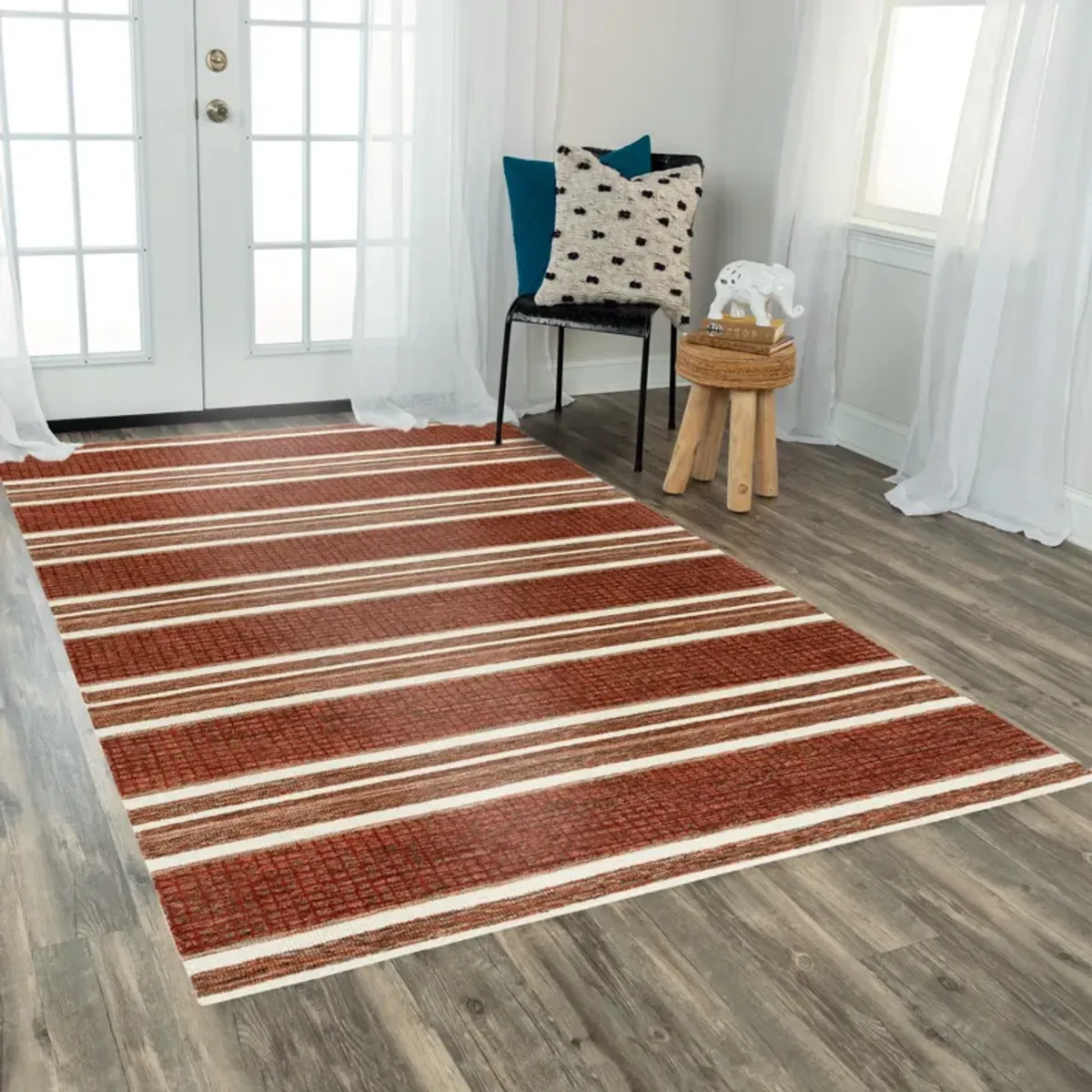 Katana Rust/Multi Stripe Wool 7'9" x 9'9" Rectangle Rug