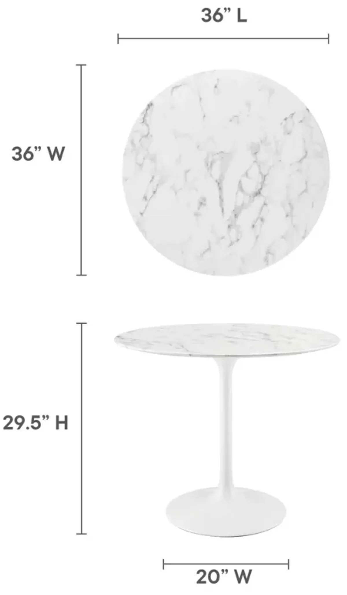 Lippa 36" Round Artificial Marble Dining Table