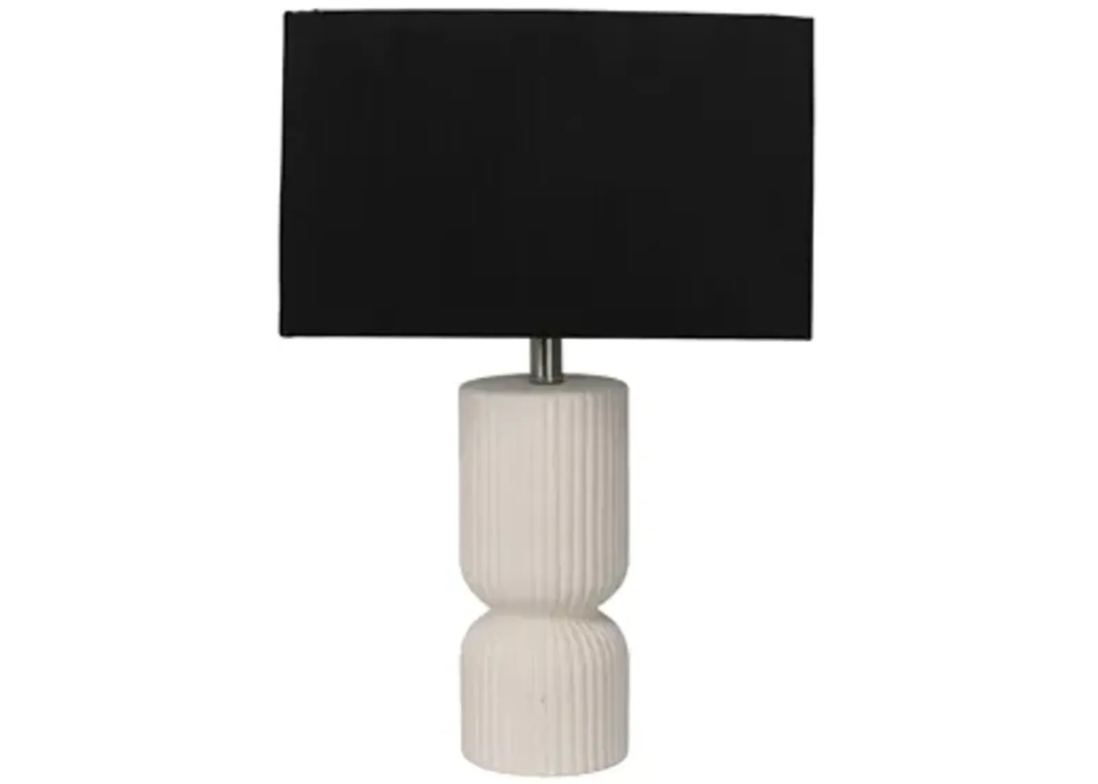 22" Fluted Cylinder Table Lamp, White/black