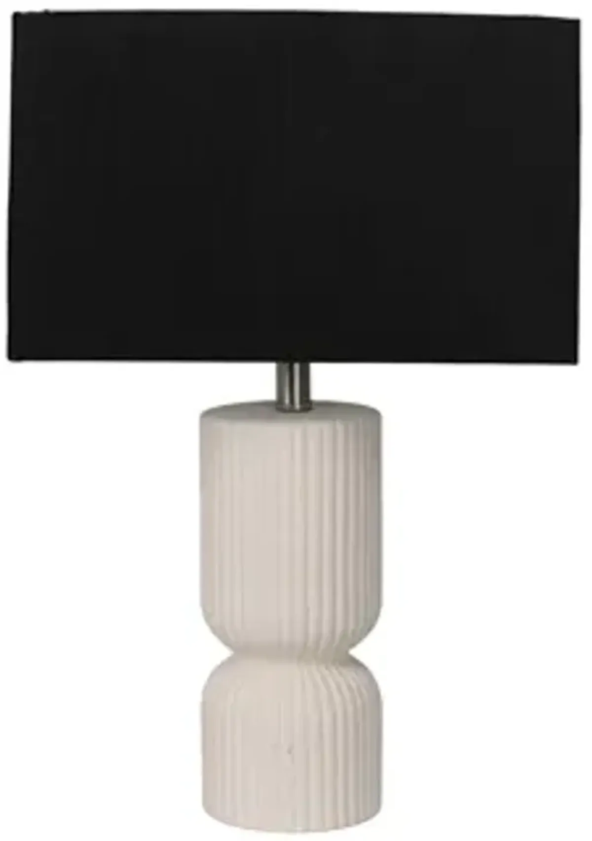 22" Fluted Cylinder Table Lamp, White/black