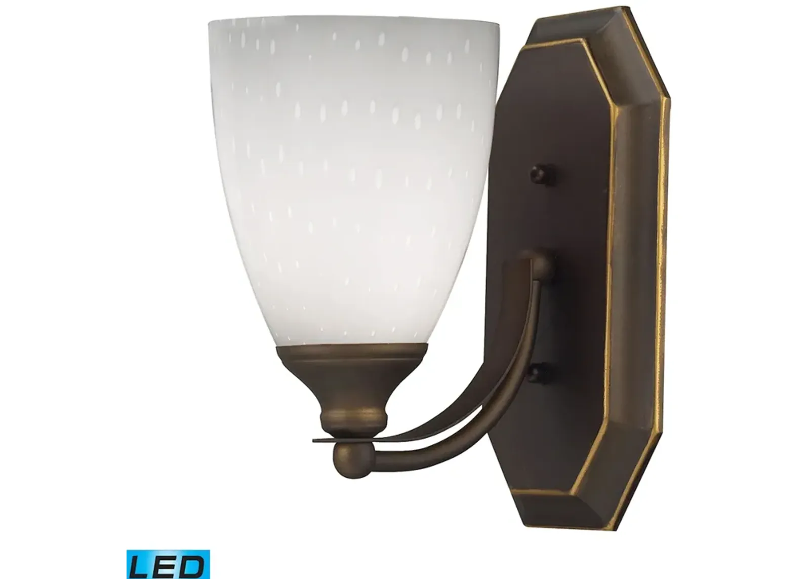 Mix-N-Match Vanity 1-Light Wall Lamp in Aged Bronze with Simple White Glass - Includes LED Bulb