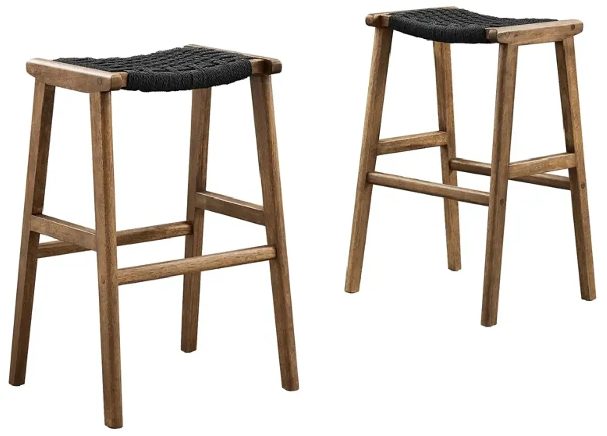 Saoirse Woven Rope Wood Bar Stool - Set of 2