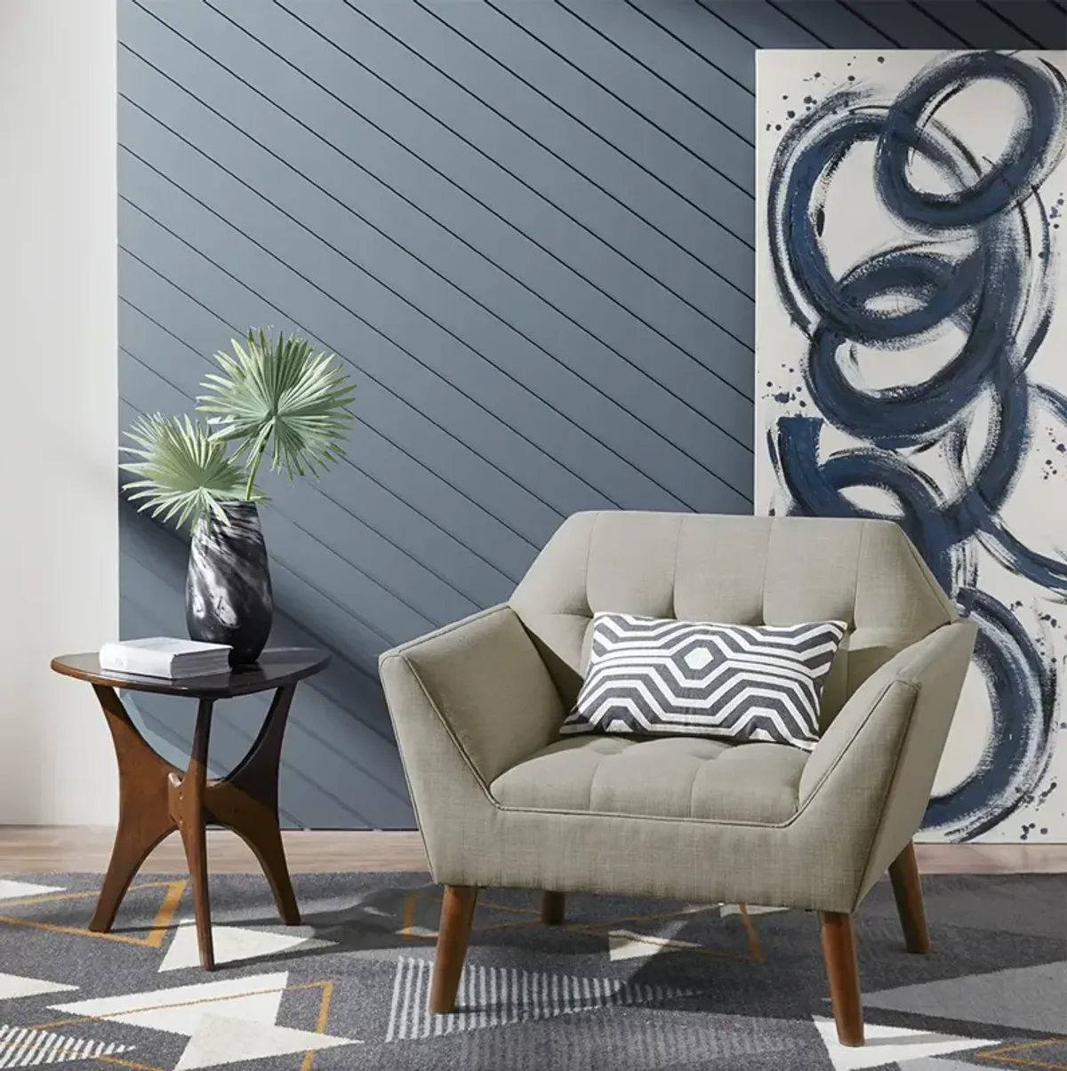 INK+IVY Newport Light Grey Lounge Chair