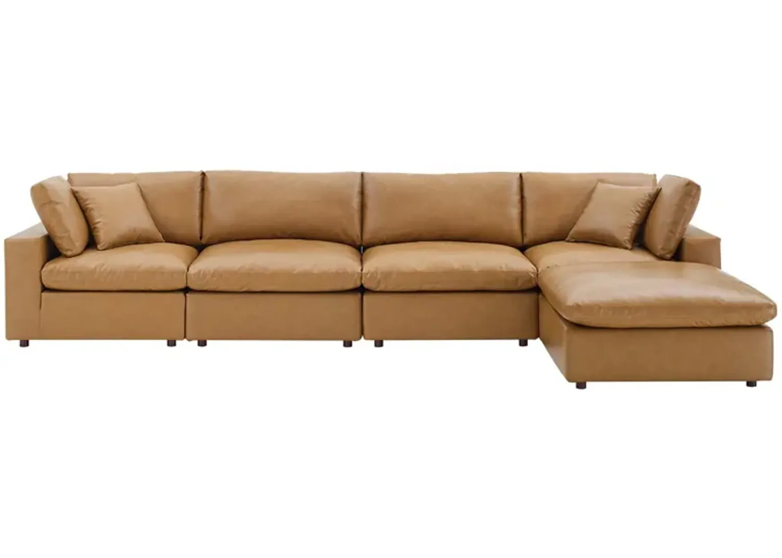 Commix Down Filled Overstuffed Vegan Leather 5-Piece Sectional Sofa