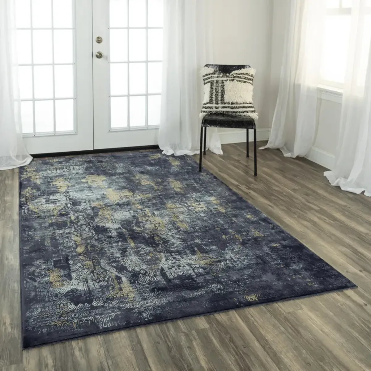 Emerge Gray/Black  Polyester 7'10" x 9'10" Rectangle Rug