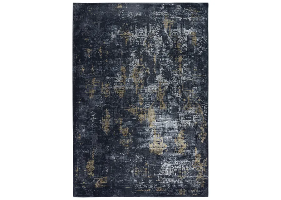 Emerge Gray/Black  Polyester 7'10" x 9'10" Rectangle Rug