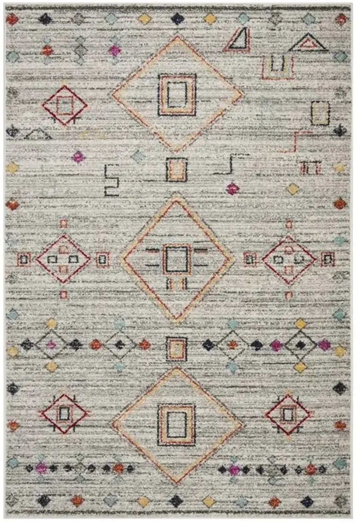 ADIRONDACK Contemporary Light Grey / Red 3' X 5' Powerloomed Rug