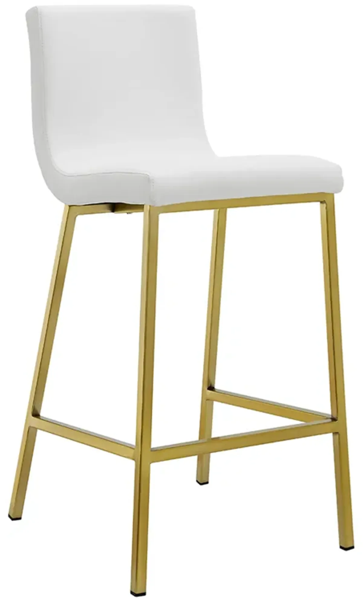 Scott Counter Stool in White and Matte Brushed Gold Legs - Set of 2