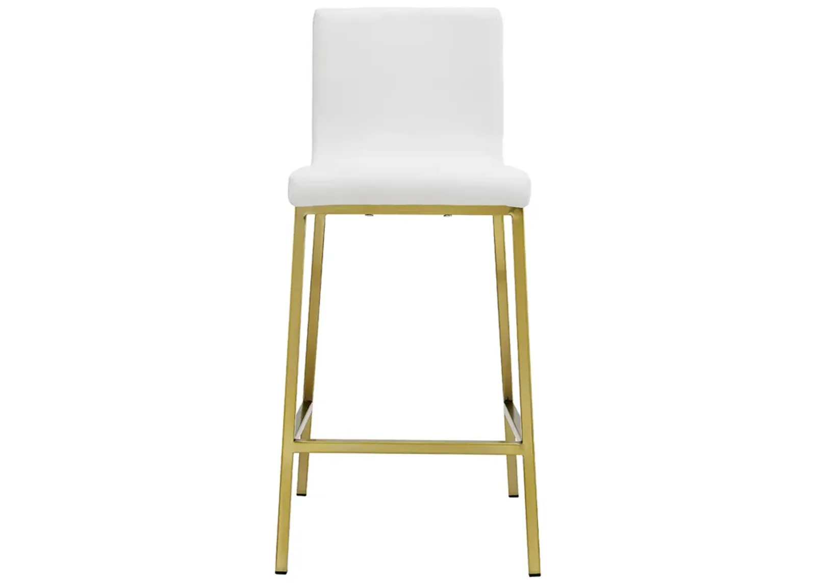 Scott Counter Stool in White and Matte Brushed Gold Legs - Set of 2