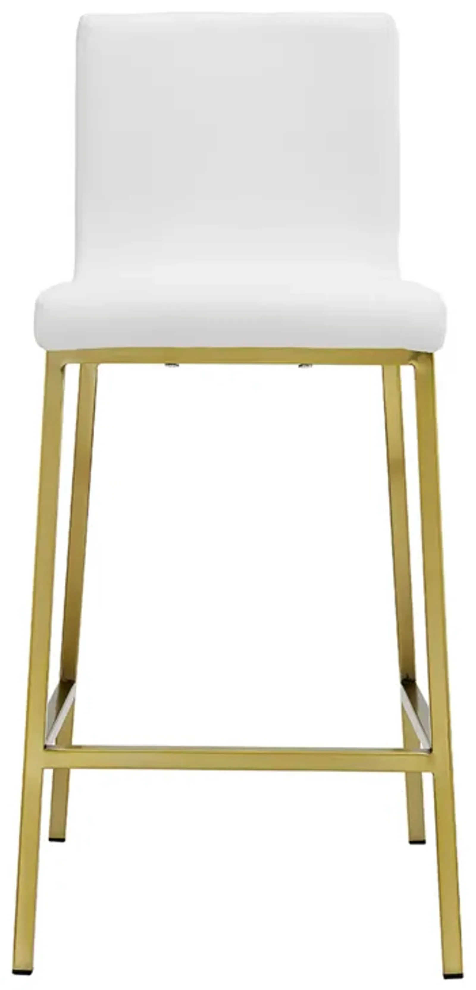 Scott Counter Stool in White and Matte Brushed Gold Legs - Set of 2