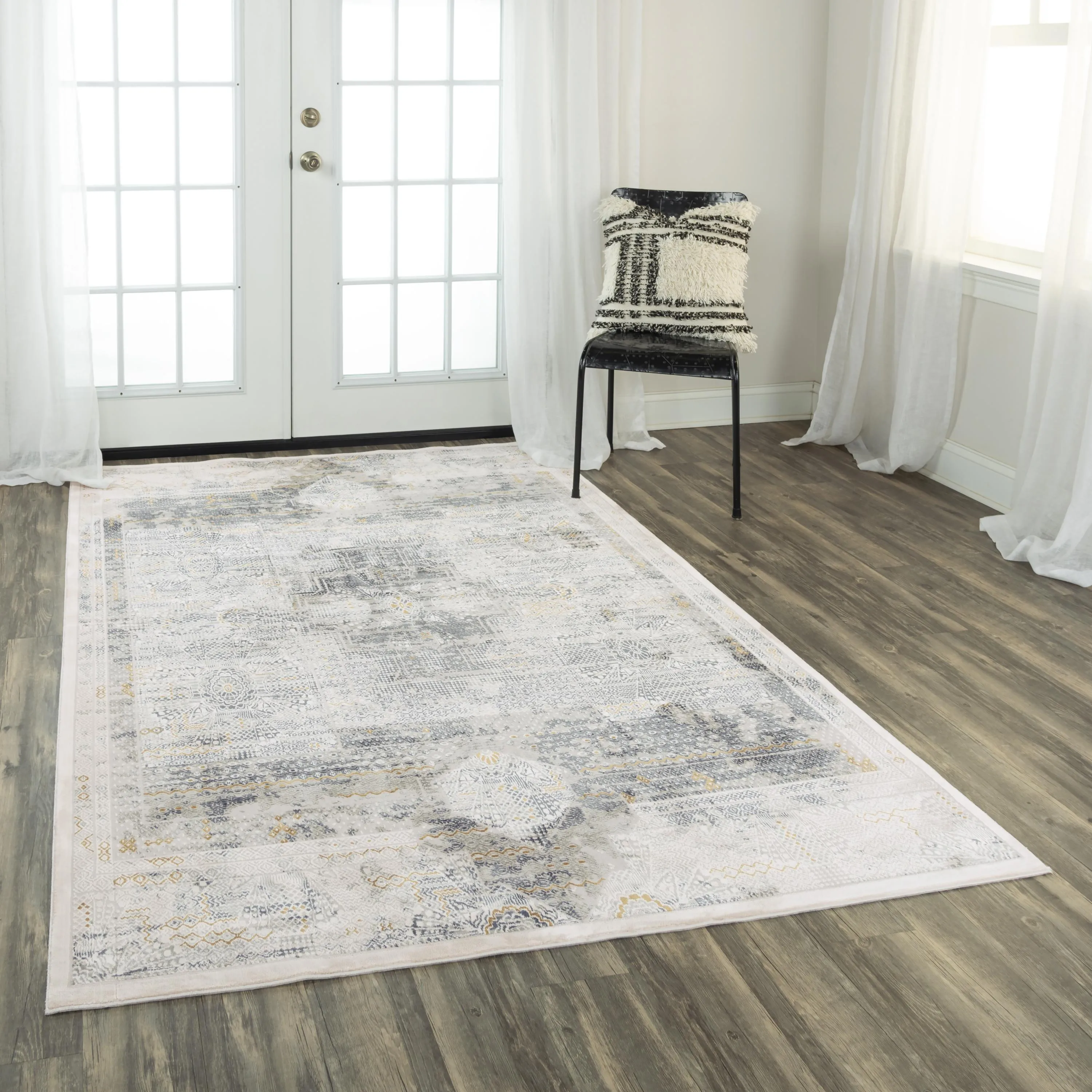 Emerge Stone/Beige  Polyester 5'3" x 7'6" Rectangle Rug