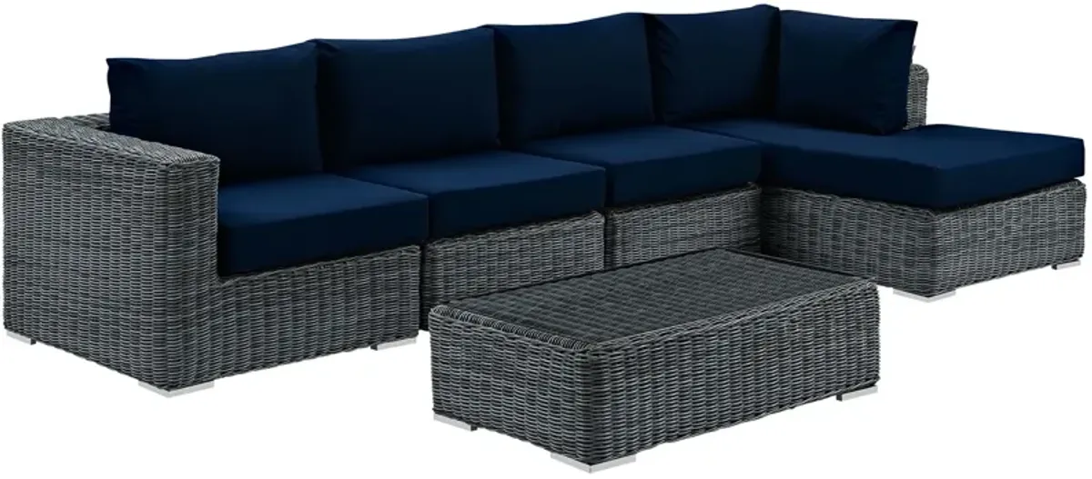 Summon 5 Piece Outdoor Patio Sunbrella® Sectional Set