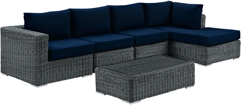 Summon 5 Piece Outdoor Patio Sunbrella® Sectional Set