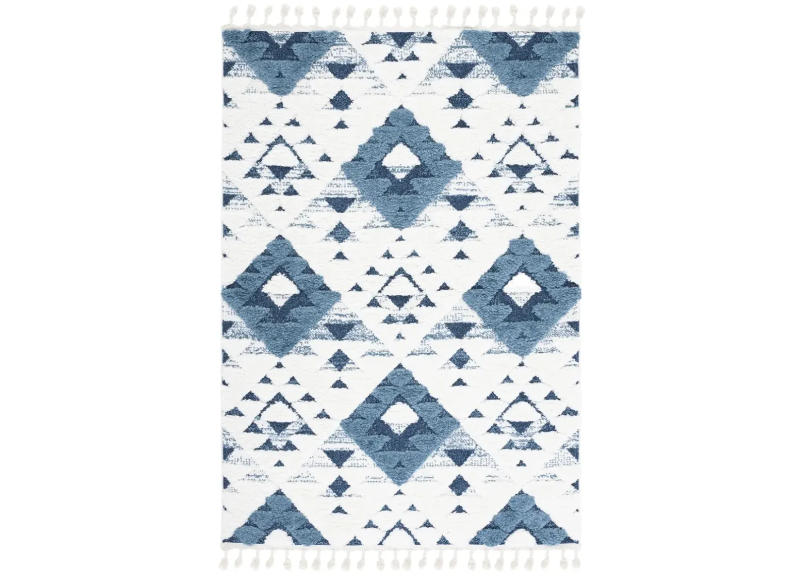 MOROCCAN TASSEL SHAG 688 BLUE  10' x 14' Large Rectangle Rug