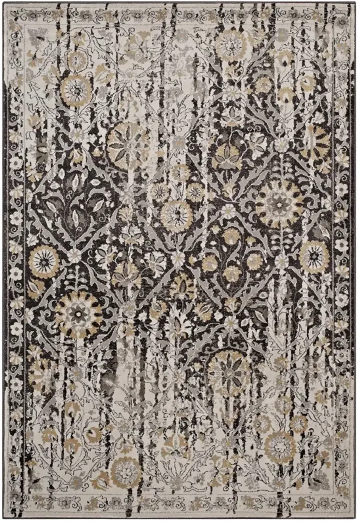 Ganesa Distressed Diamond Floral
Lattice 5x8 Area Rug