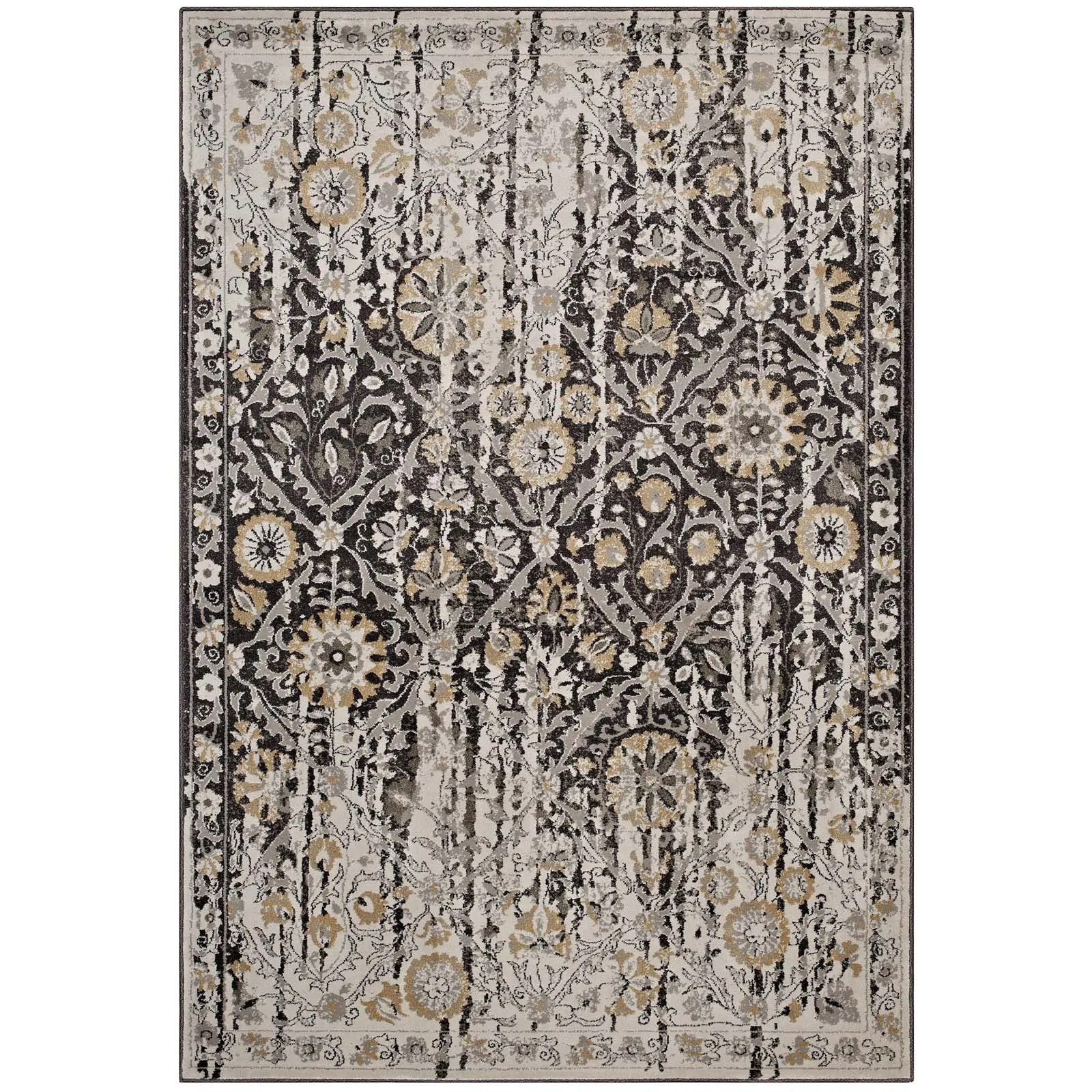 Ganesa Distressed Diamond Floral
Lattice 5x8 Area Rug