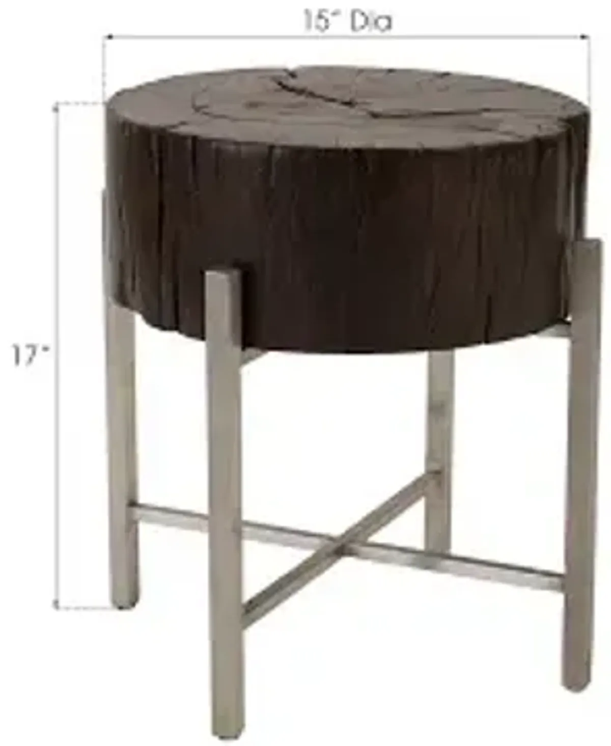 nestled cross cut side table , stainless steel x cross leg