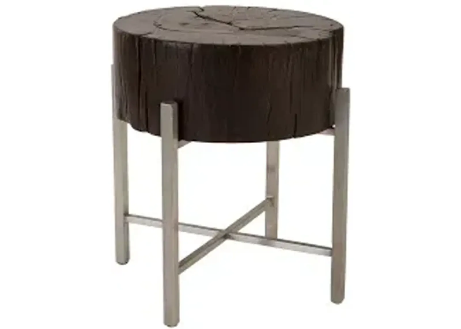 nestled cross cut side table , stainless steel x cross leg