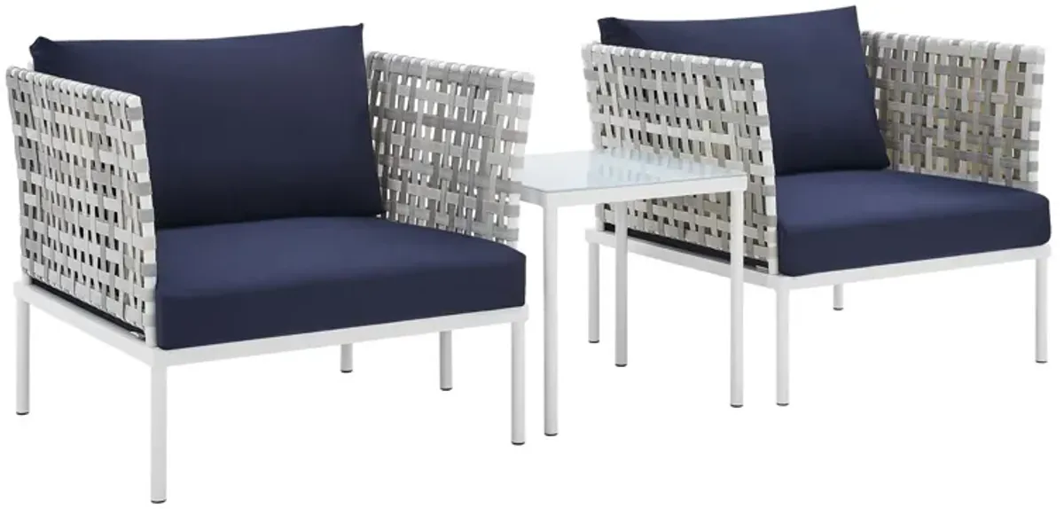 Harmony 3-Piece  Sunbrella® Basket Weave Outdoor Patio Aluminum Seating Set