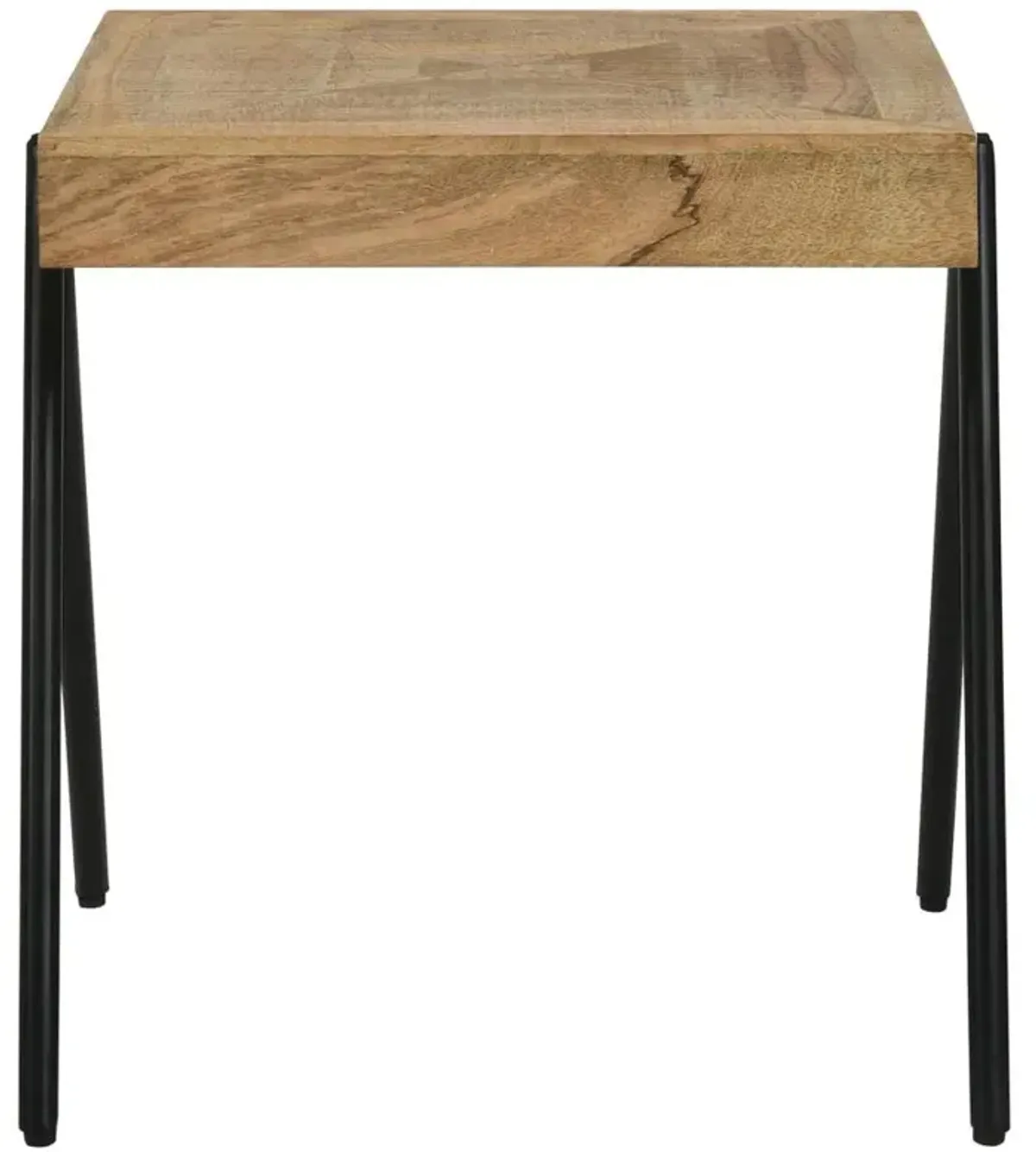 Bedfordshire Square End Table with Metal Legs Natural And Black