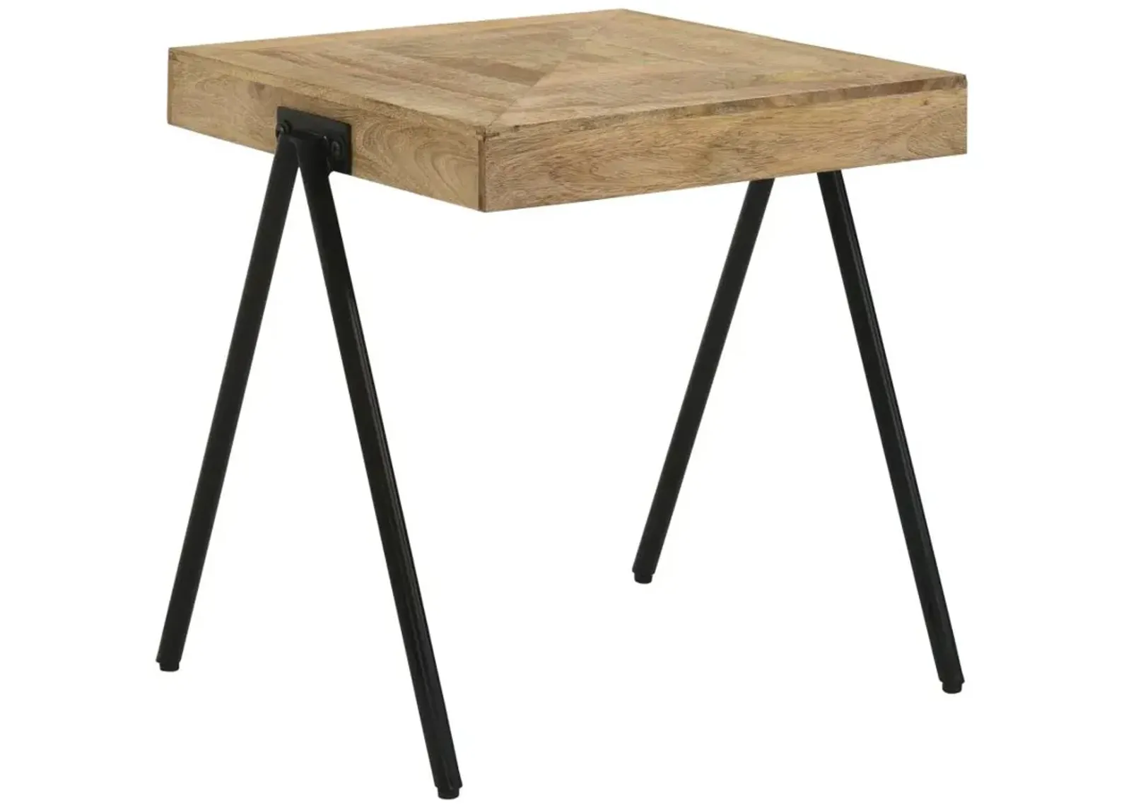 Bedfordshire Square End Table with Metal Legs Natural And Black