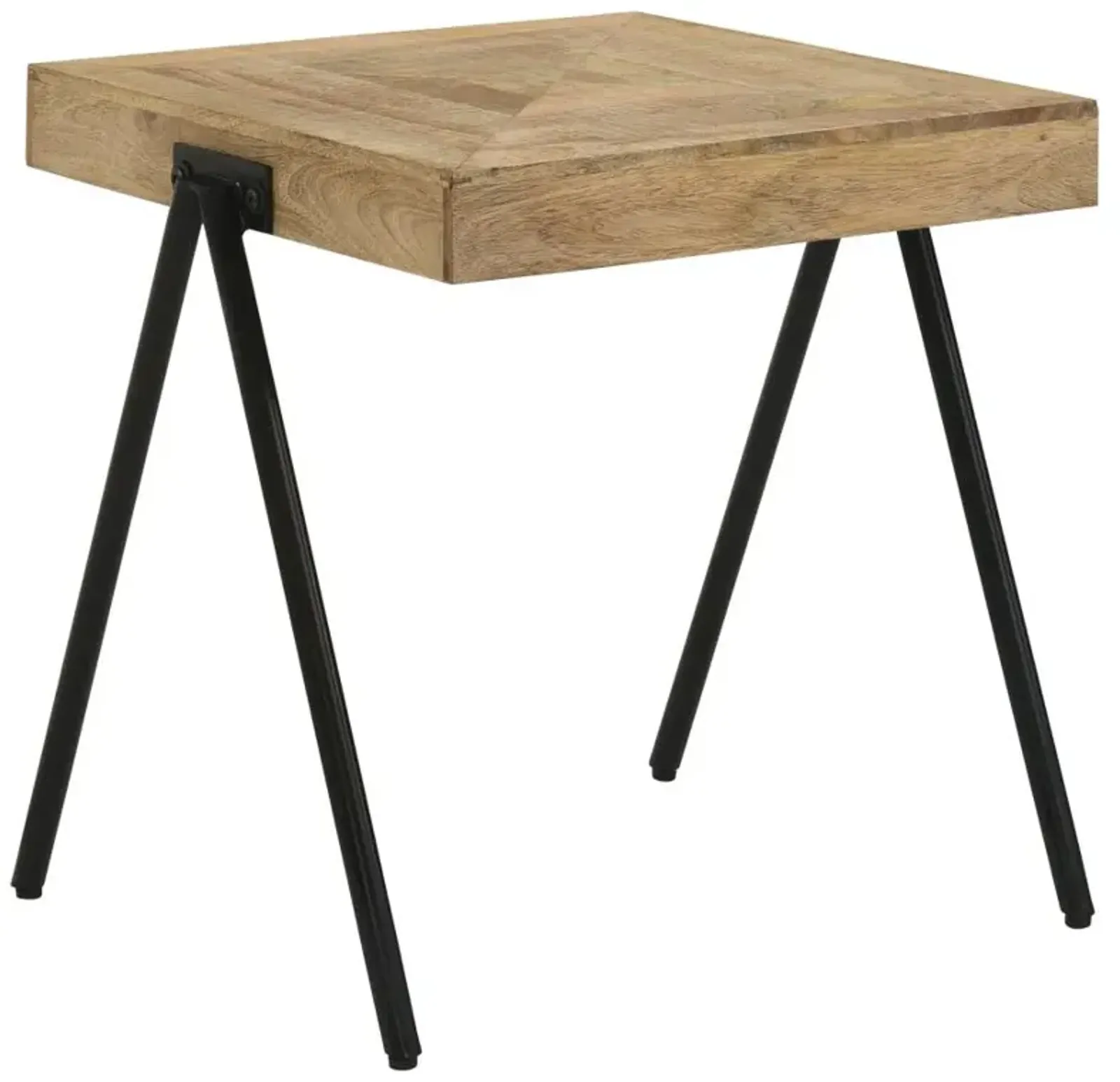 Bedfordshire Square End Table with Metal Legs Natural And Black