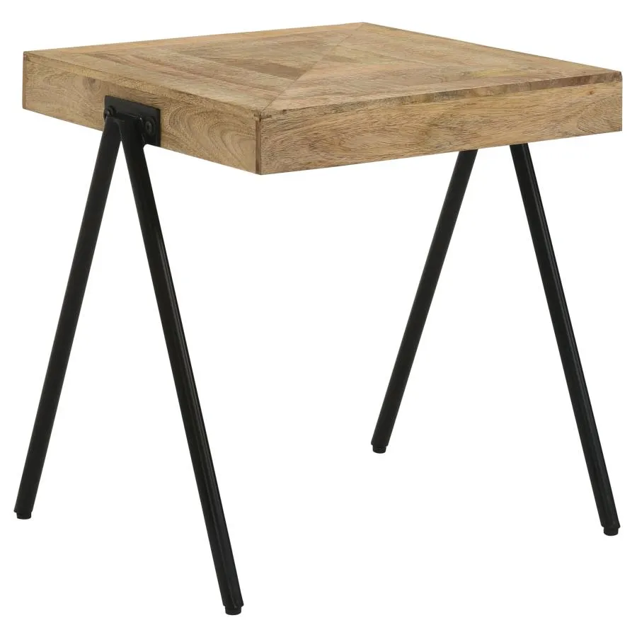 Bedfordshire Square End Table with Metal Legs Natural And Black