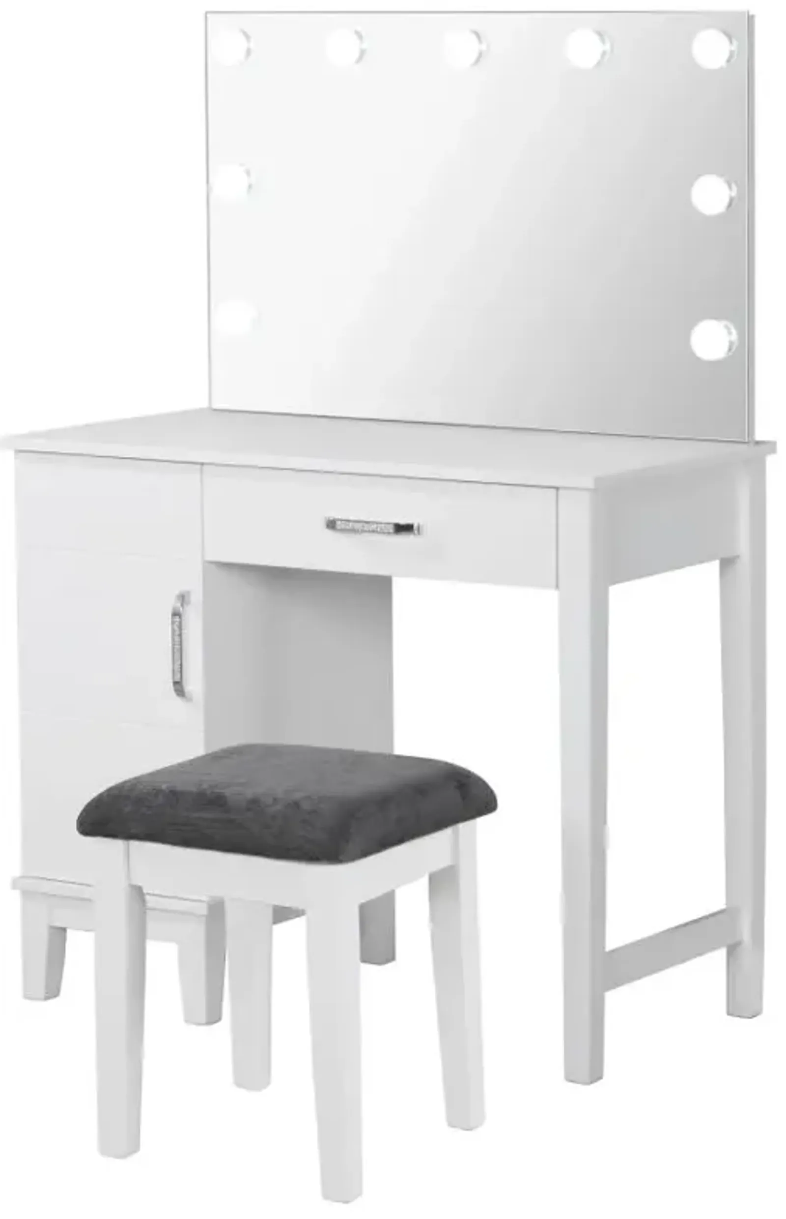 Elijah Vanity Set with LED Lights White and Dark Grey