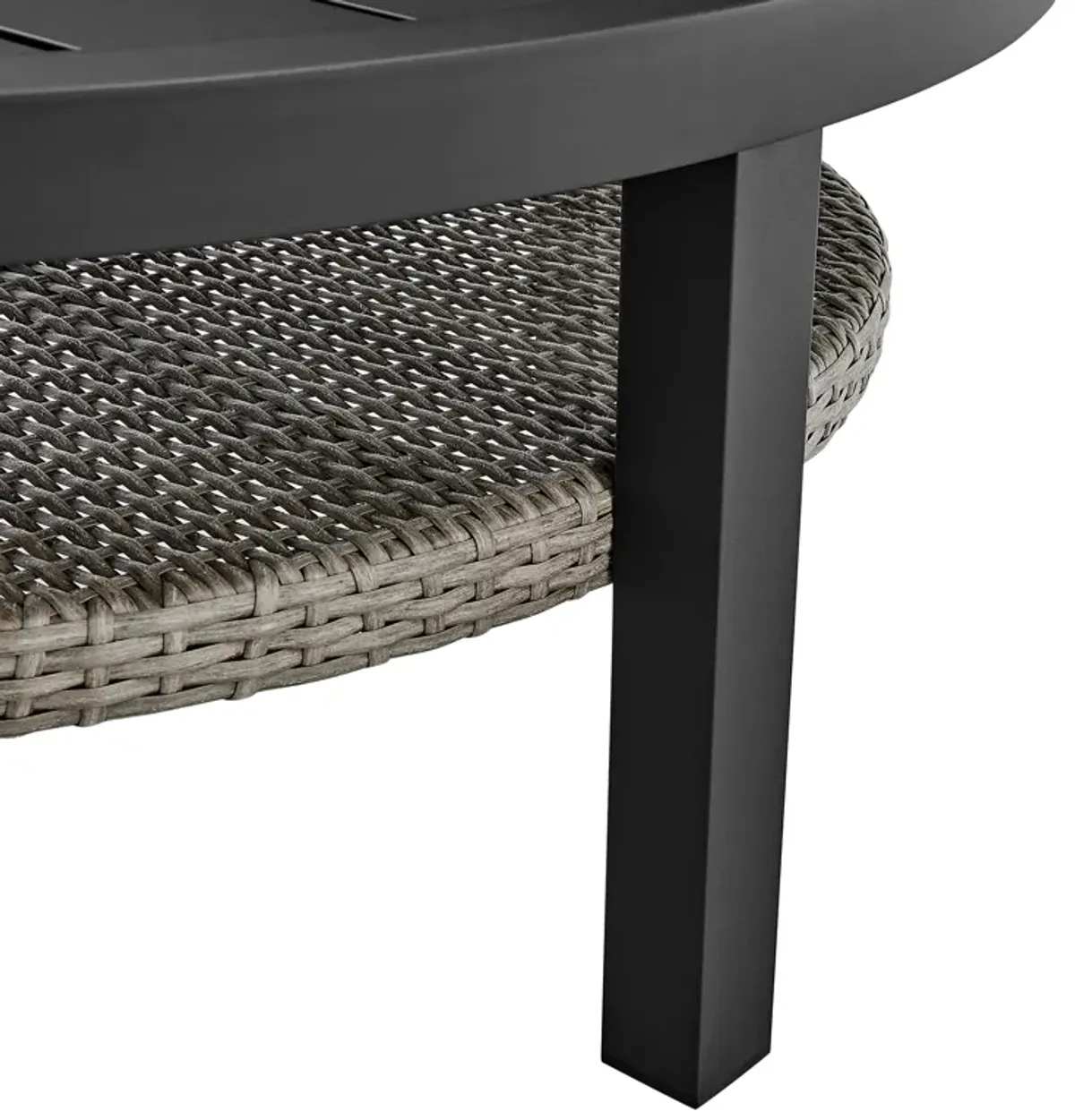 Aileen 3 Piece Patio Outdoor Swivel Seating Set in Black Aluminum with Gray Wicker and Cushions