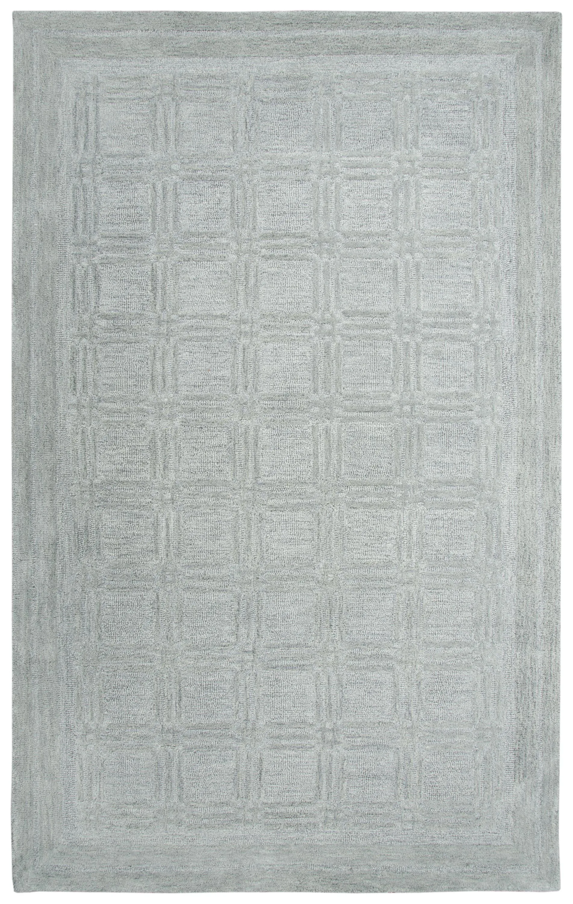 Fifth Avenue Gray Squares Wool 9'x12' Rectangle Rug