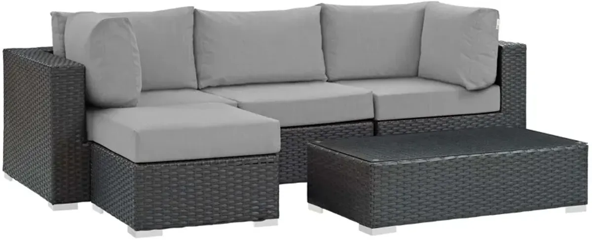 Sojourn 5 Piece Outdoor Patio Sunbrella® Sectional Set