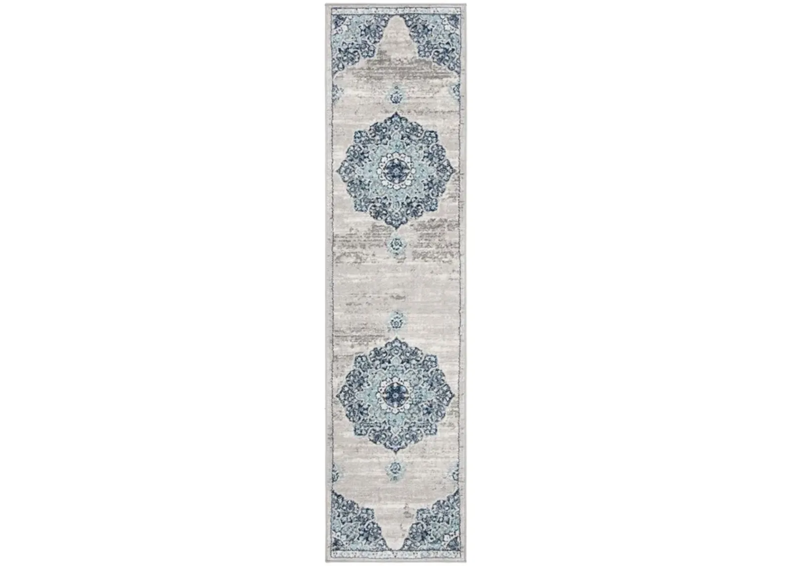 Brentwood 849 Navy / Light Grey 2' X 12' Runner Powerloomed Rug