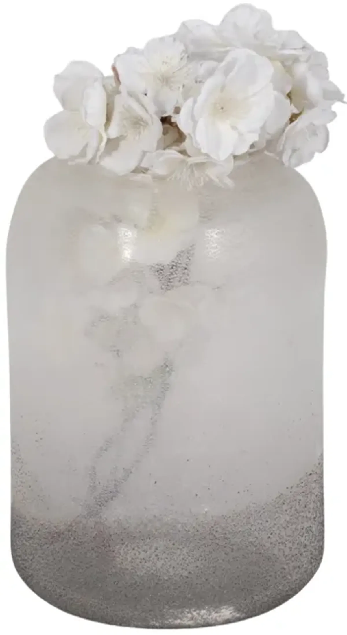 9" Ombre Cylinder Vase, White/grey